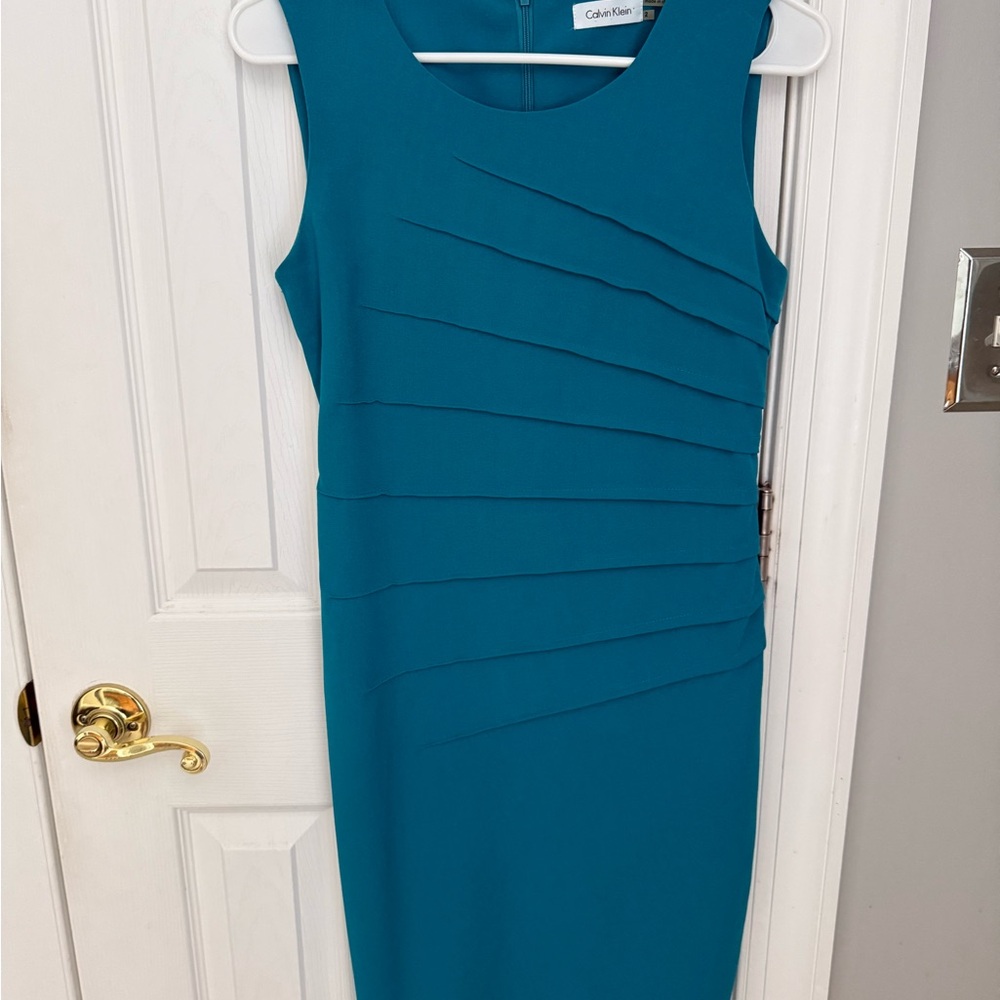 Calvin Klein Teal Sleeveless Midi Dress